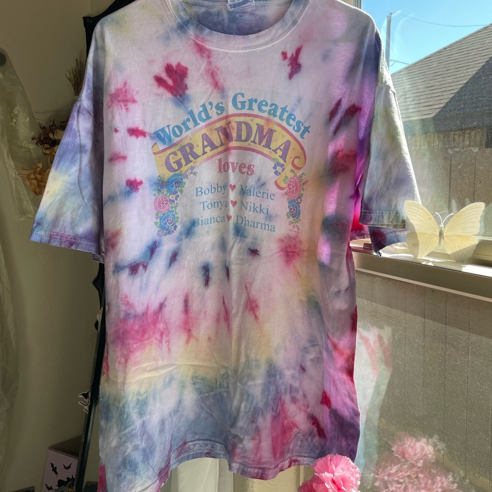 Vintage 1994 floral worlds greatest Grandma tie dye tee - Picture 3 of 15